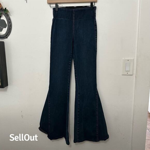 Mumu Blue Pregnancy Women's Blue Flared Bell Bottom Jeans Size S - Picture 1 of 5